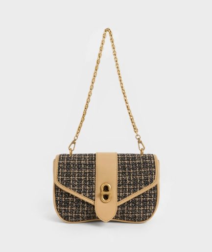 Aubrielle Tweed Panelled Crossbody Bag - Multi