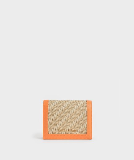 Snap Button Mini Short Wallet - Orange
