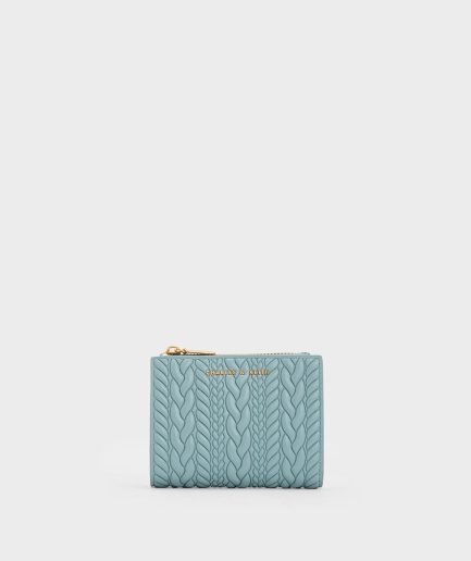 Apolline Textured Top-Zip Wallet - Slate Blue