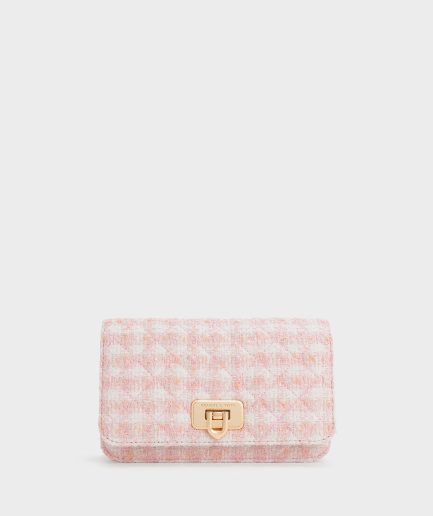 Cressida Tweed Push-Lock Clutch - Pink
